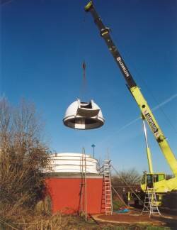 OU Dome on crane 